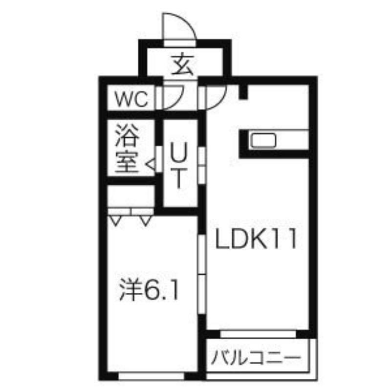 地下鉄東西線 西11丁目駅 徒歩11分 5階建 築20年(1LDK/3階)の間取り写真