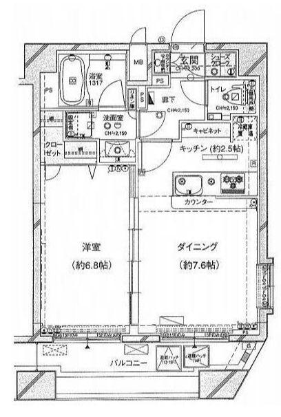 パレステュディオ市谷仲之町(1LDK/14階)の間取り写真
