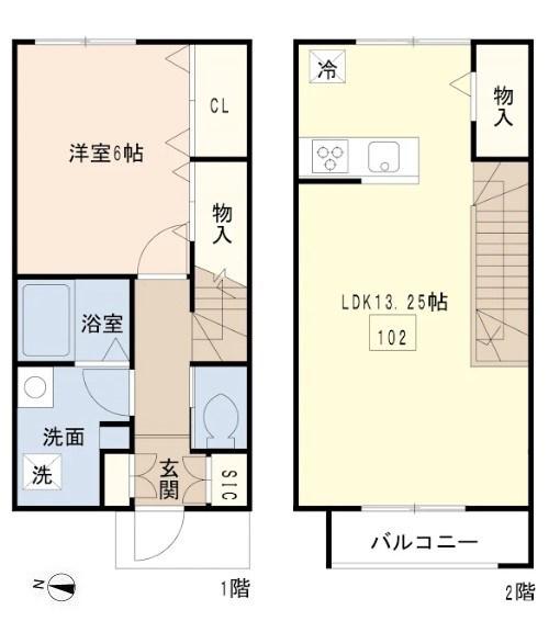 ELLE CASA A棟(1LDK/1階)の間取り写真