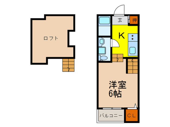 CRECIA大橋(1K/1階)の間取り写真