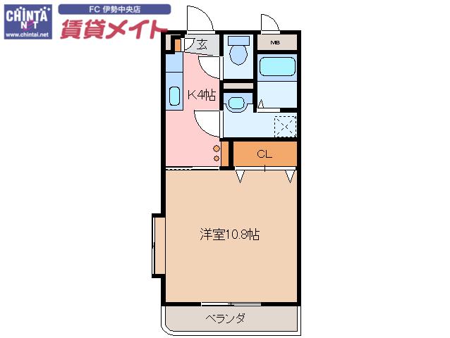 サン・アージュ(1K/4階)の間取り写真