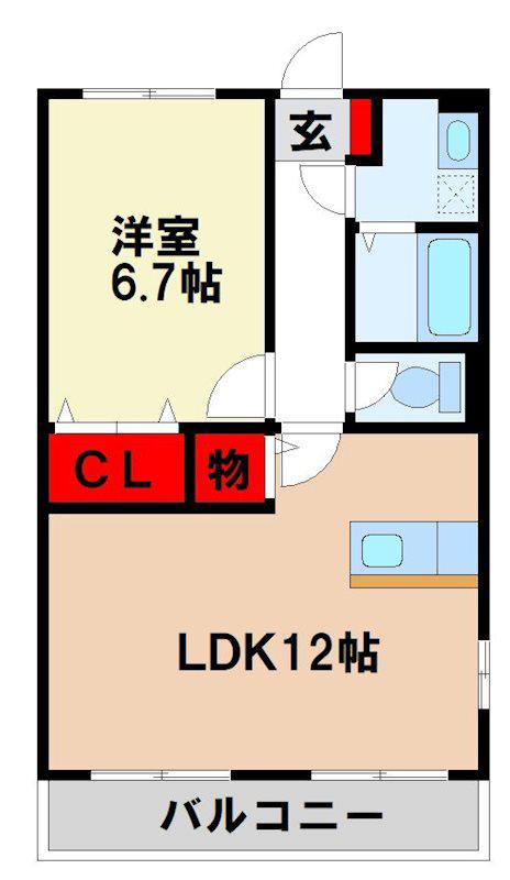 ピーチカーサIII(1LDK/3階)の間取り写真