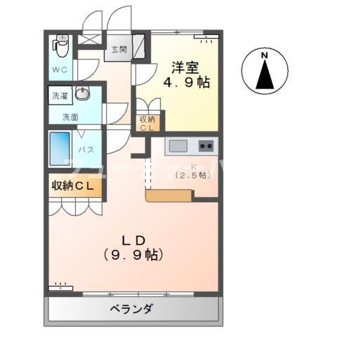ブリリアント・ジェイド(1LDK/2階)の間取り写真