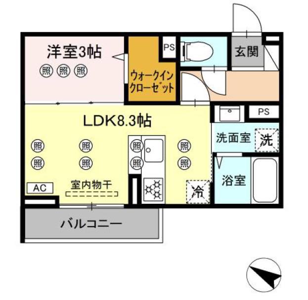 サンガーデン新山口 B(1LDK/1階)の間取り写真
