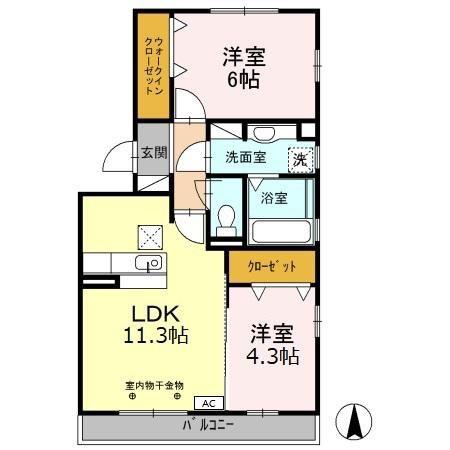 エスペランサ住吉II(2LDK/1階)の間取り写真