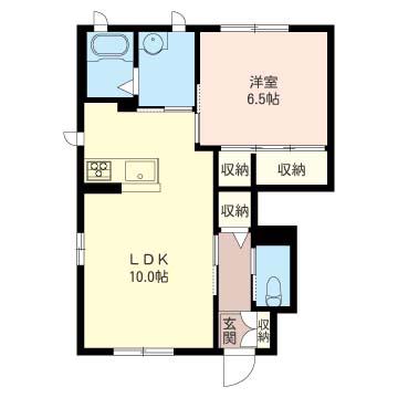 SHM ハーモニー C(1LDK/1階)の間取り写真