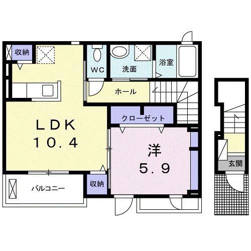 デスパシオ 堀上(1LDK/2階)の間取り写真