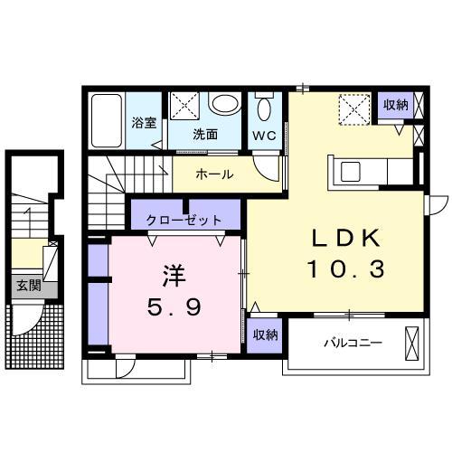グランレーヴ(1LDK/1階)の間取り写真