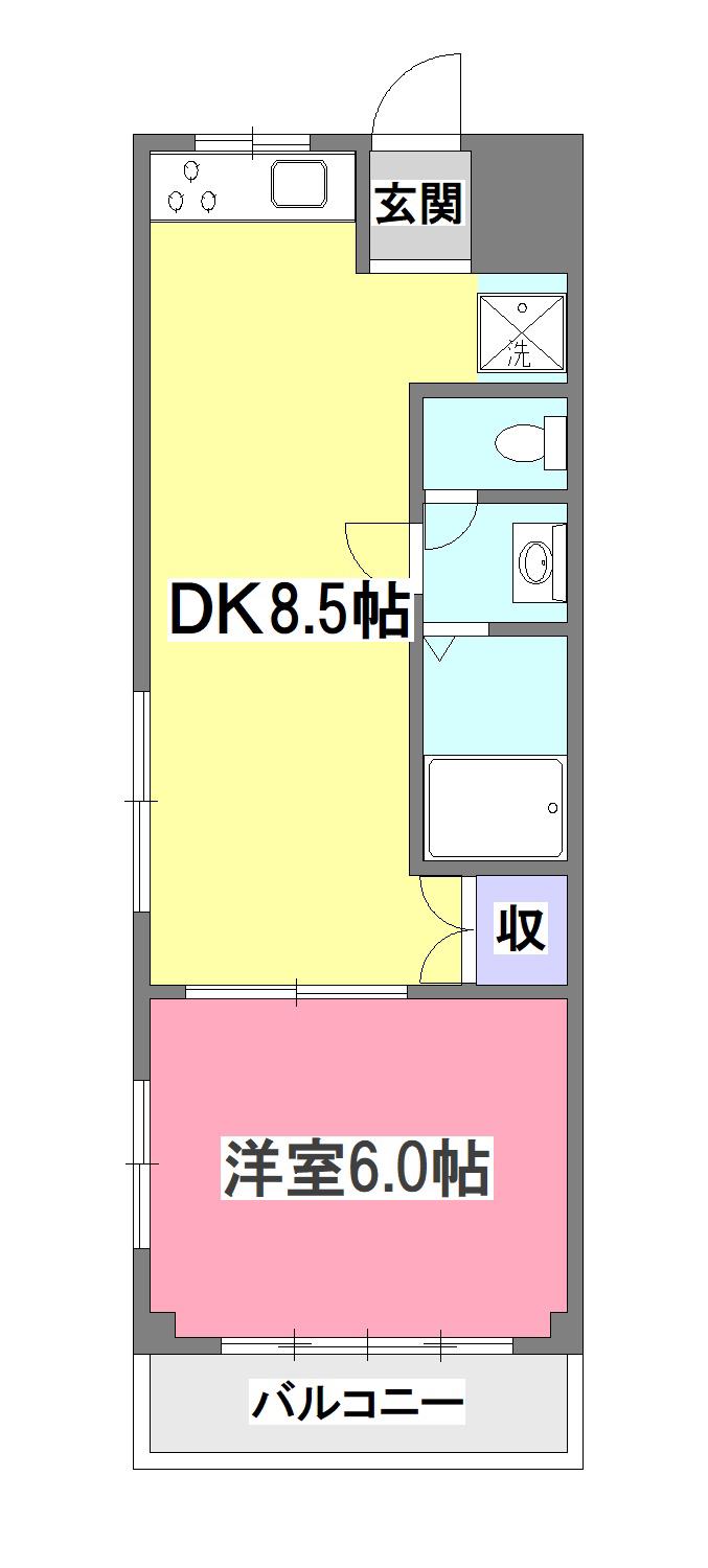 清瀬フジマンション(1DK/3階)の間取り写真