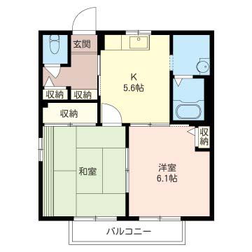 シャーメゾン アーバンヒル松本A(2DK/2階)の間取り写真