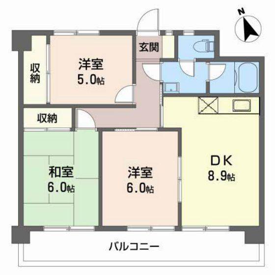 レジデンス大井手(3DK/2階)の間取り写真