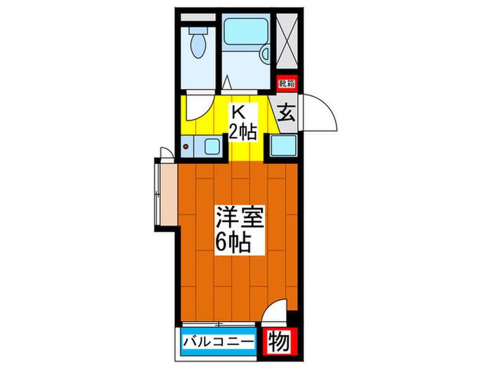 パレコート野里(1K/2階)の間取り写真