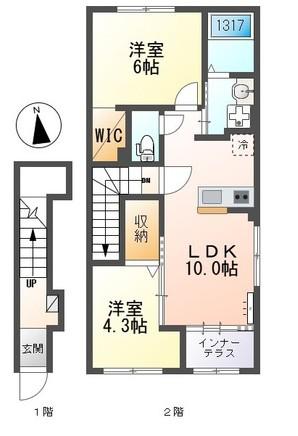 サンライズ南陽(2LDK/2階)の間取り写真
