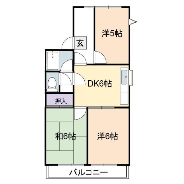 ホリデーハイツ(3DK/2階)の間取り写真