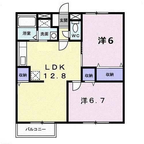 グレープガーデンC(2LDK/1階)の間取り写真