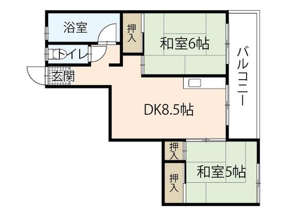 第1吉岡ビル(2DK/3階)の間取り写真