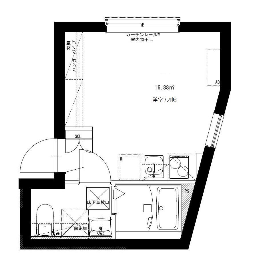Y-FLAT(ワンルーム/3階)の間取り写真