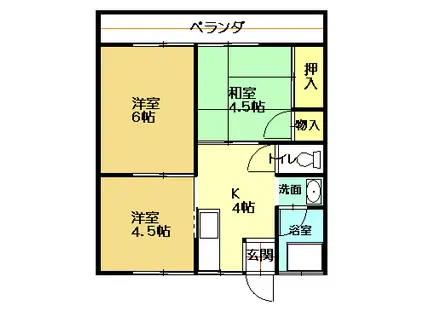 コーポチェリー(3K/1階)の間取り写真