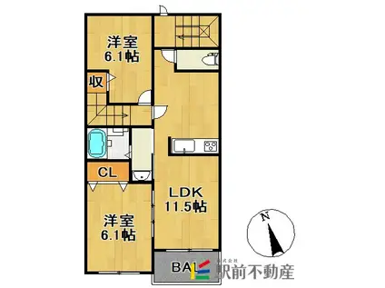 コーエー アビタシオン(2LDK/3階)の間取り写真