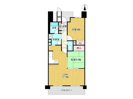 クレアシティ西院高辻通(2LDK/5階)の間取り写真