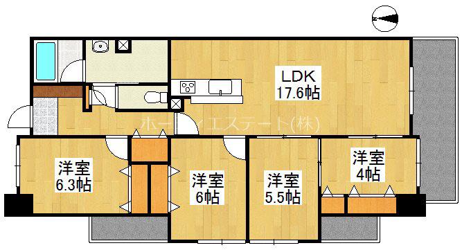 PIER倉敷(4LDK/3階)の間取り写真