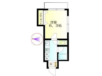 岩瀬ビル(1K/3階)の間取り写真