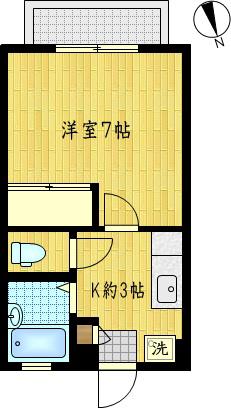 アーネスト矢向III(1K/2階)の間取り写真