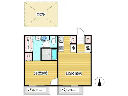スイングN2(1LDK/2階)の間取り写真