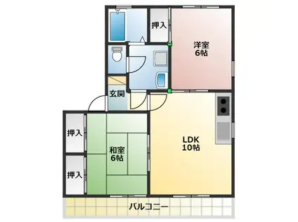 レガーロ寿里 B(2LDK/2階)の間取り写真