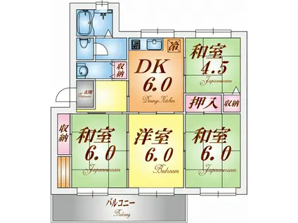 青山台60号棟(4DK/5階)の間取り写真
