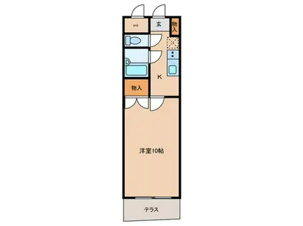 グランシュシュ東須磨(1K/1階)の間取り写真