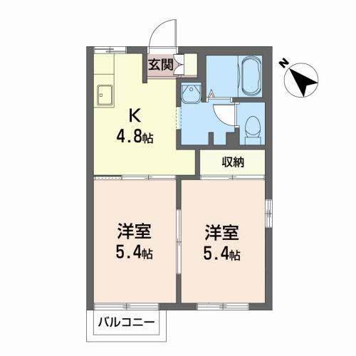 ディアスZENC(2K/2階)の間取り写真