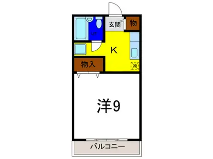 ライズコート(1K/3階)の間取り写真