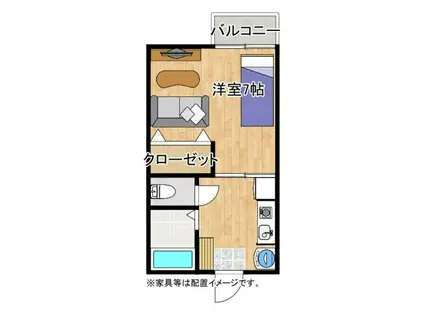 グレースB棟(1K/2階)の間取り写真