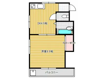 荏原フラット(1DK/3階)の間取り写真