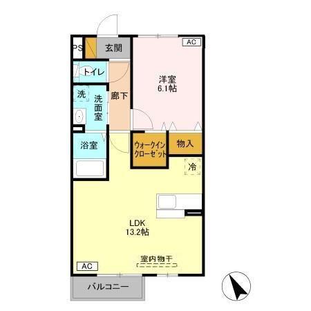 ローズガーデン II(1LDK/2階)の間取り写真