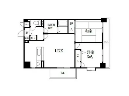 アミティエ博多駅南(2LDK/8階)の間取り写真