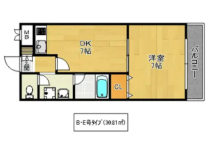 ハイツジョイフル(1DK/2階)の間取り写真