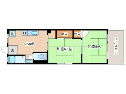 シャトー正城(2DK/4階)の間取り写真