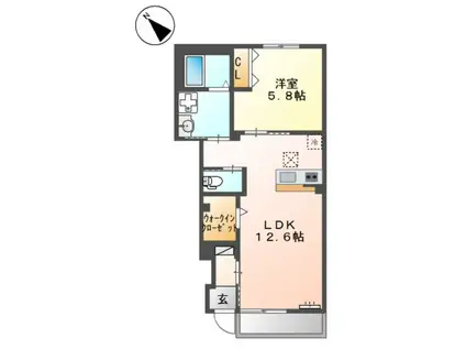 サンコートKII(1LDK/1階)の間取り写真