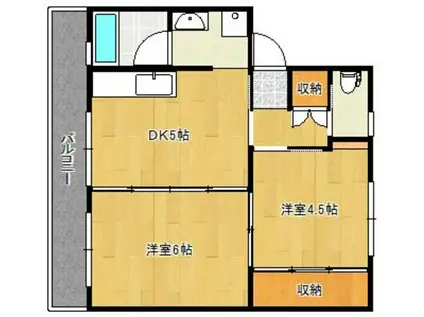 ソロンBLD三潴II(2DK/5階)の間取り写真