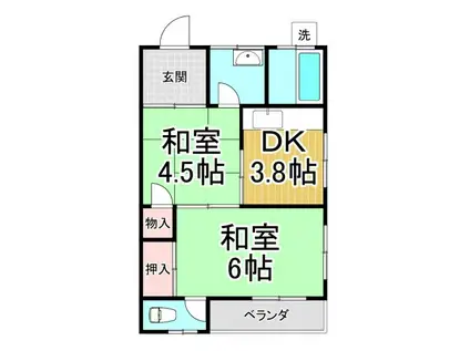 吉岡マンション(2DK/2階)の間取り写真