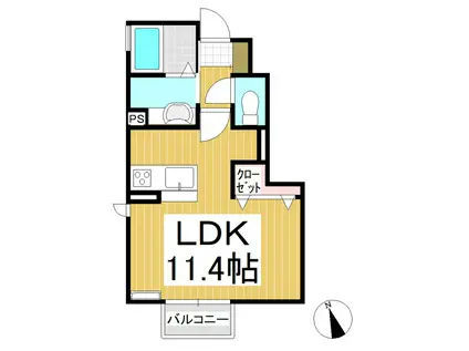 アレーズ 悠(ワンルーム/1階)の間取り写真