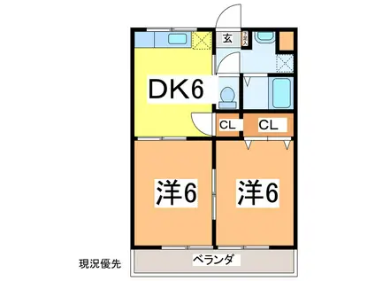 ピュアタウンA(2DK/2階)の間取り写真