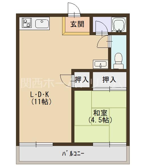 グリーンハイツ さんわA(1LDK/2階)の間取り写真