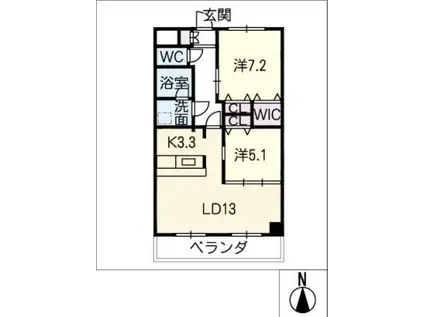 インペリアル南大高(2LDK/1階)の間取り写真
