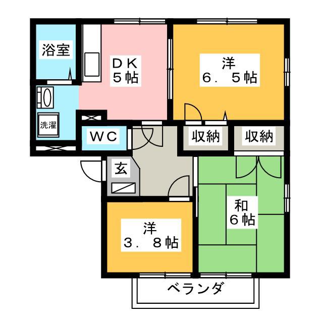 エーデルハイム B棟(3DK/2階)の間取り写真