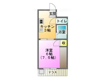 コーポ牛場(1DK/3階)の間取り写真