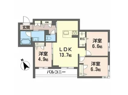 ヴィアソーレ(3LDK/2階)の間取り写真