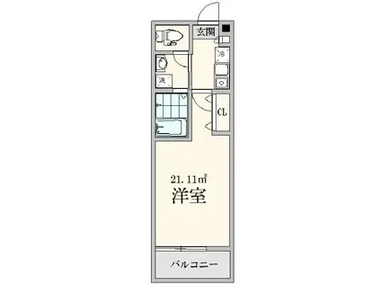 フェリーチェ荻窪C(1K/2階)の間取り写真